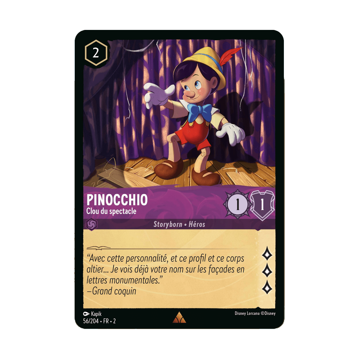 Pinocchio, carte Rare de Lorcana