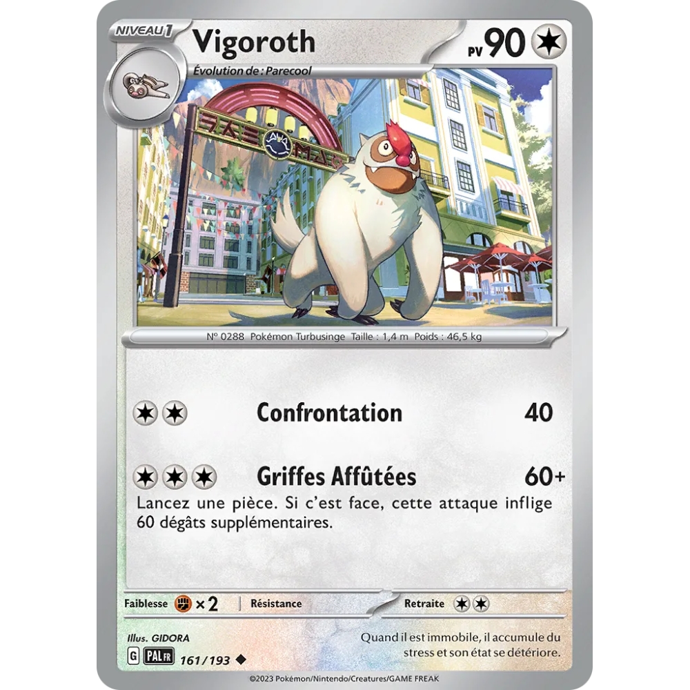 Carte Vigoroth - Peu commune (Brillante) de Pokémon Écarlate et Violet Évolutions à Paldea 161/193