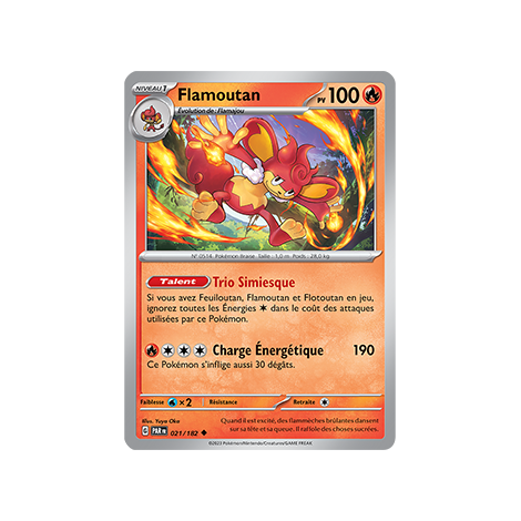 Carte Flamoutan - Peu commune (Brillante) de Pokémon 021/182