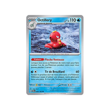 Carte Octillery - Commune (Brillante) de Pokémon 034/182