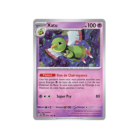 Xatu, carte Rare (Brillante) de Faille Paradoxe