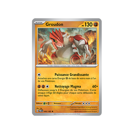 Groudon 093/182 : Rare (Brillante) de Pokémon Faille Paradoxe