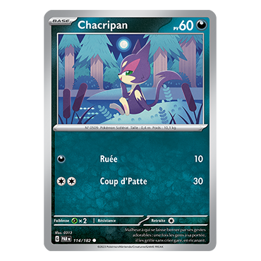 Chacripan 114/182 : Commune (Brillante) de Pokémon Faille Paradoxe