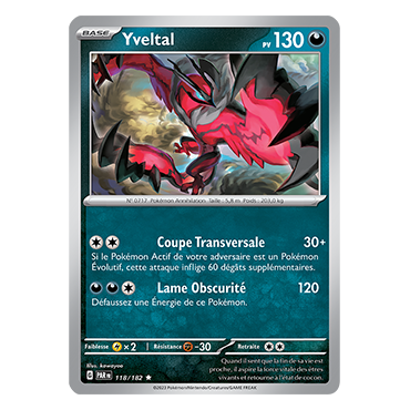 Yveltal 118/182 : Rare (Brillante) de Pokémon Faille Paradoxe