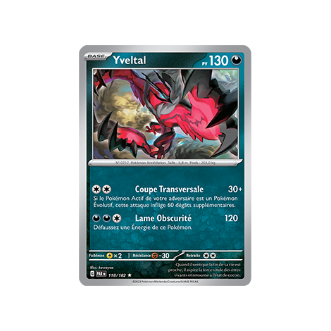 Yveltal 118/182 : Rare (Brillante) de Pokémon Faille Paradoxe