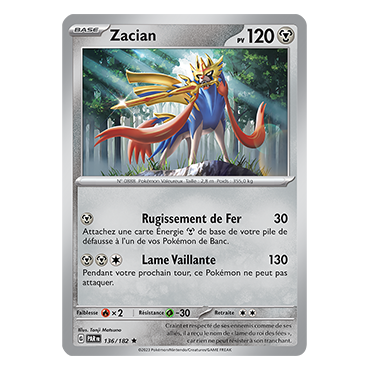 Zacian, carte Rare (Brillante) de Faille Paradoxe