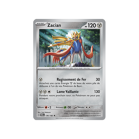 Zacian, carte Rare (Brillante) de Faille Paradoxe