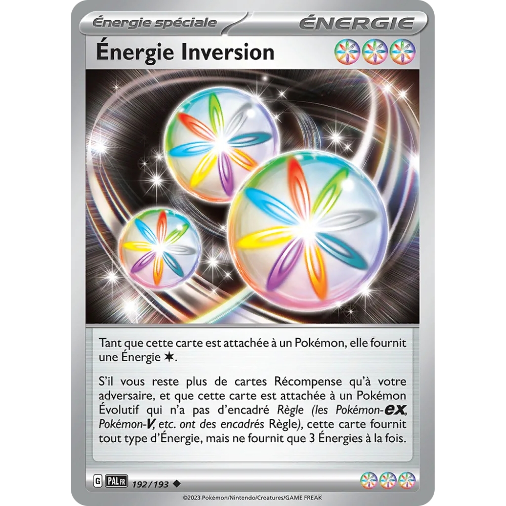 Découvrez Énergie Inversion, carte Peu commune (Brillante) de la série Écarlate et Violet Évolutions à Paldea