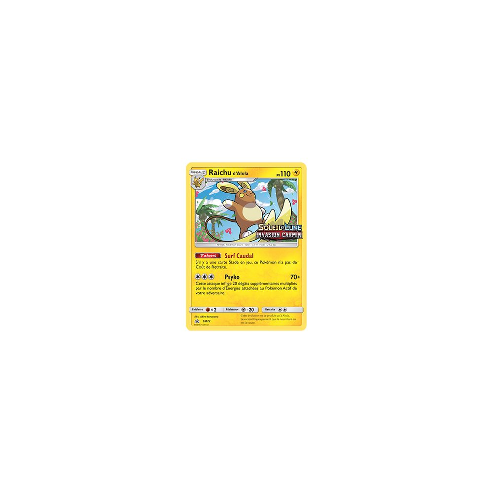 Carte Raichu d'Alola - de Pokémon SM72