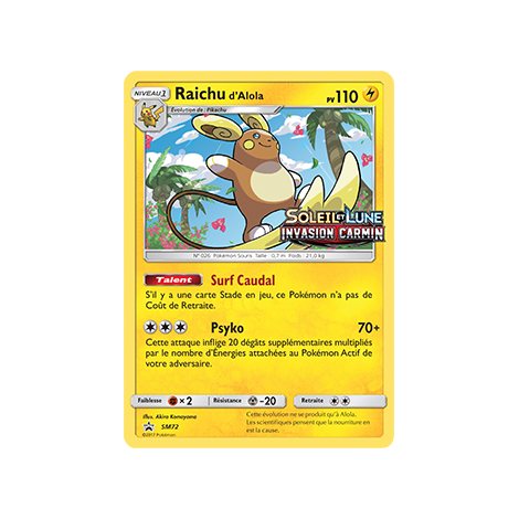 Carte Raichu d'Alola - de Pokémon SM72