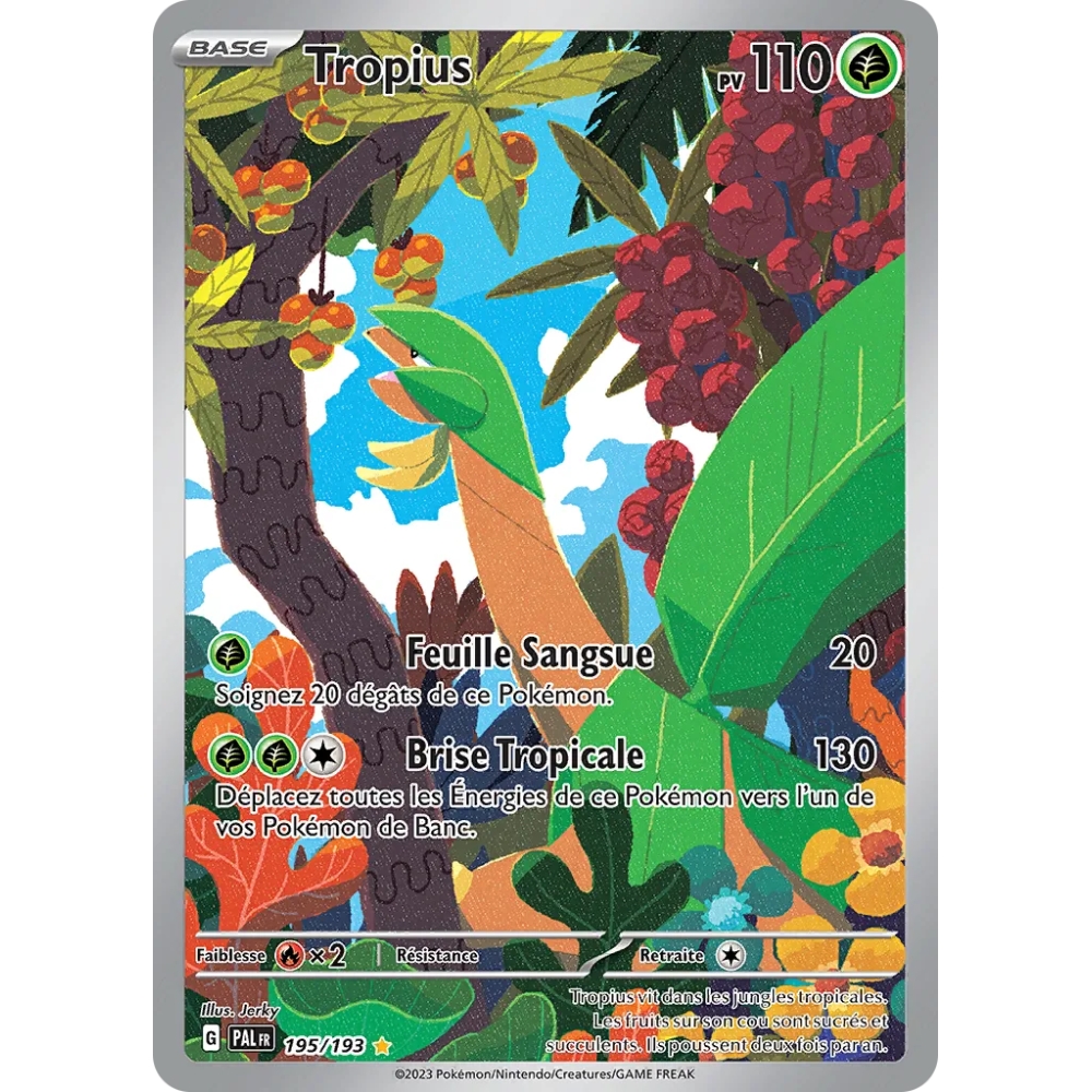 Tropius 195/193 : Joyau Illustration rare de l'extension Pokémon Écarlate et Violet Évolutions à Paldea