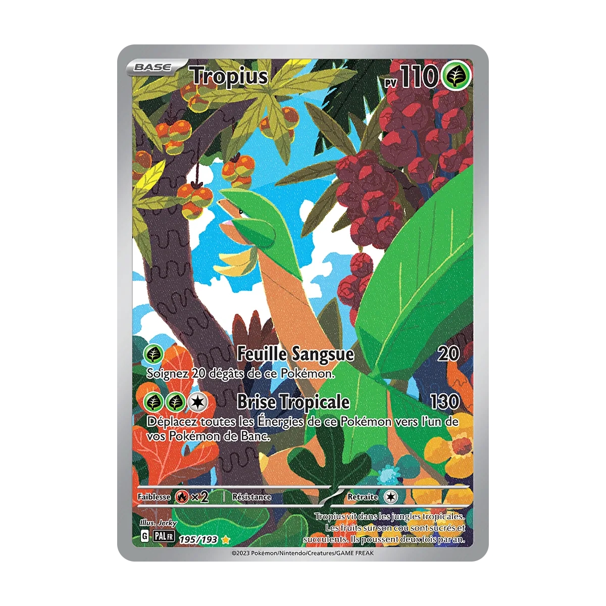 Tropius 195/193 : Joyau Illustration rare de l'extension Pokémon Écarlate et Violet Évolutions à Paldea