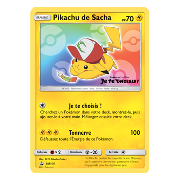 Pikachu de Sacha SM108 : - de Pokémon Promo SM (Soleil et Lune)