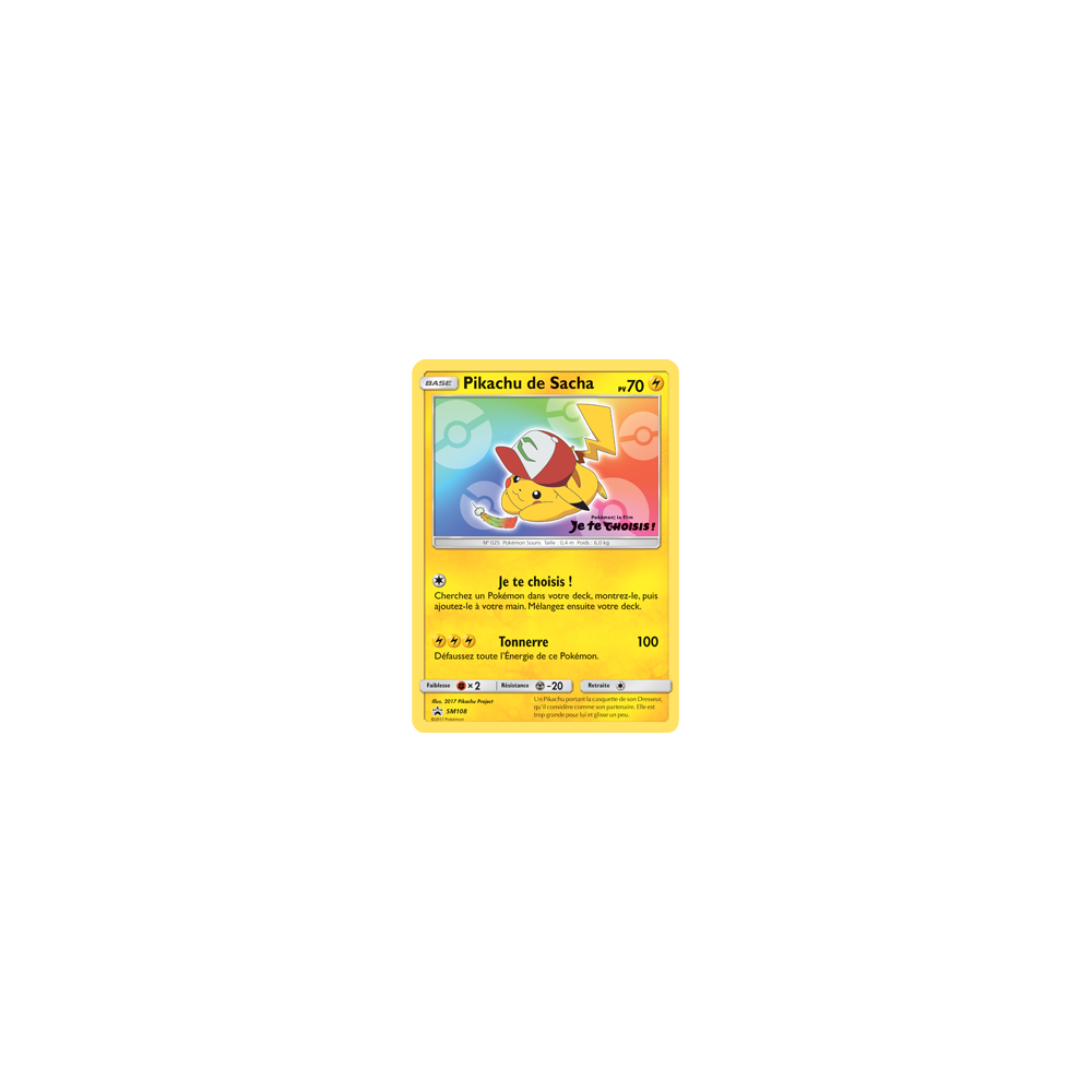 Pikachu de Sacha SM108 : - de Pokémon Promo SM (Soleil et Lune)