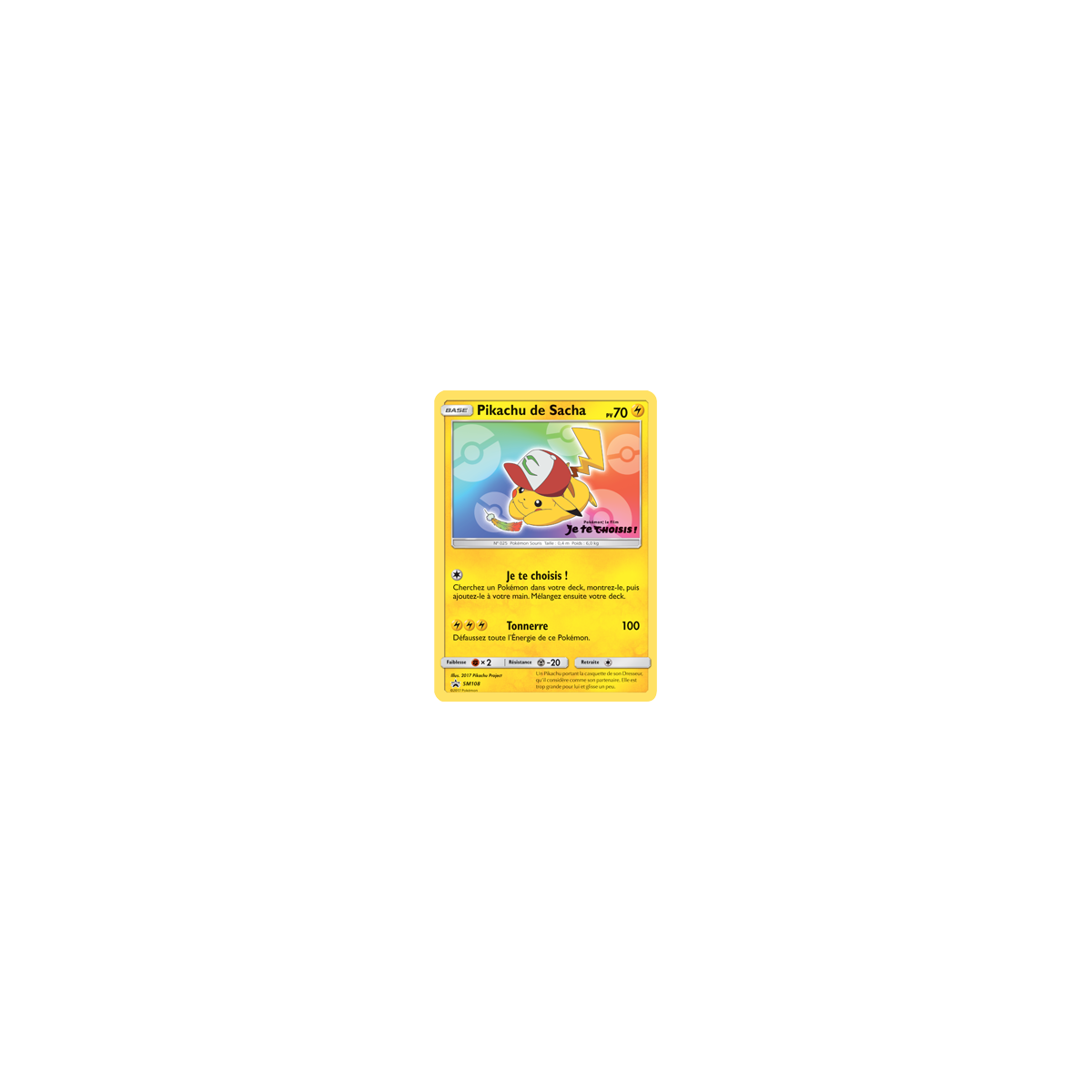 Pikachu de Sacha SM108 : - de Pokémon Promo SM (Soleil et Lune)