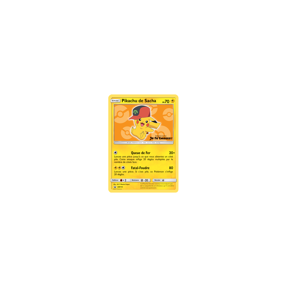 Carte Pikachu de Sacha - de Pokémon SM110