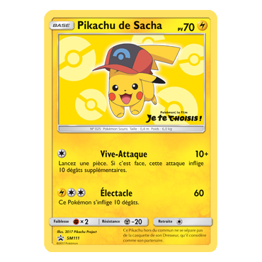 Pikachu de Sacha SM111 : - de Pokémon Promo SM (Soleil et Lune)