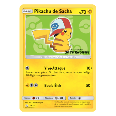 Pikachu de Sacha SM112 : - de Pokémon Promo SM (Soleil et Lune)