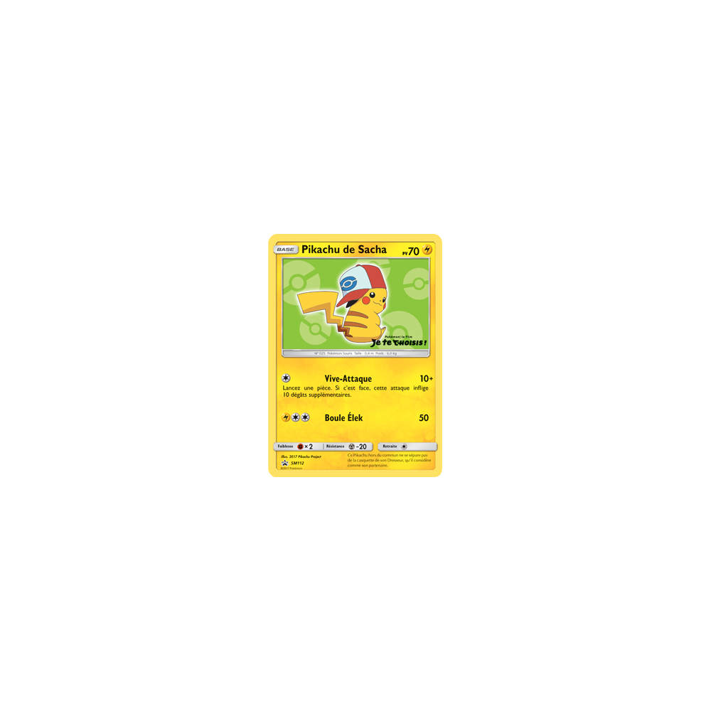 Pikachu de Sacha SM112 : - de Pokémon Promo SM (Soleil et Lune)