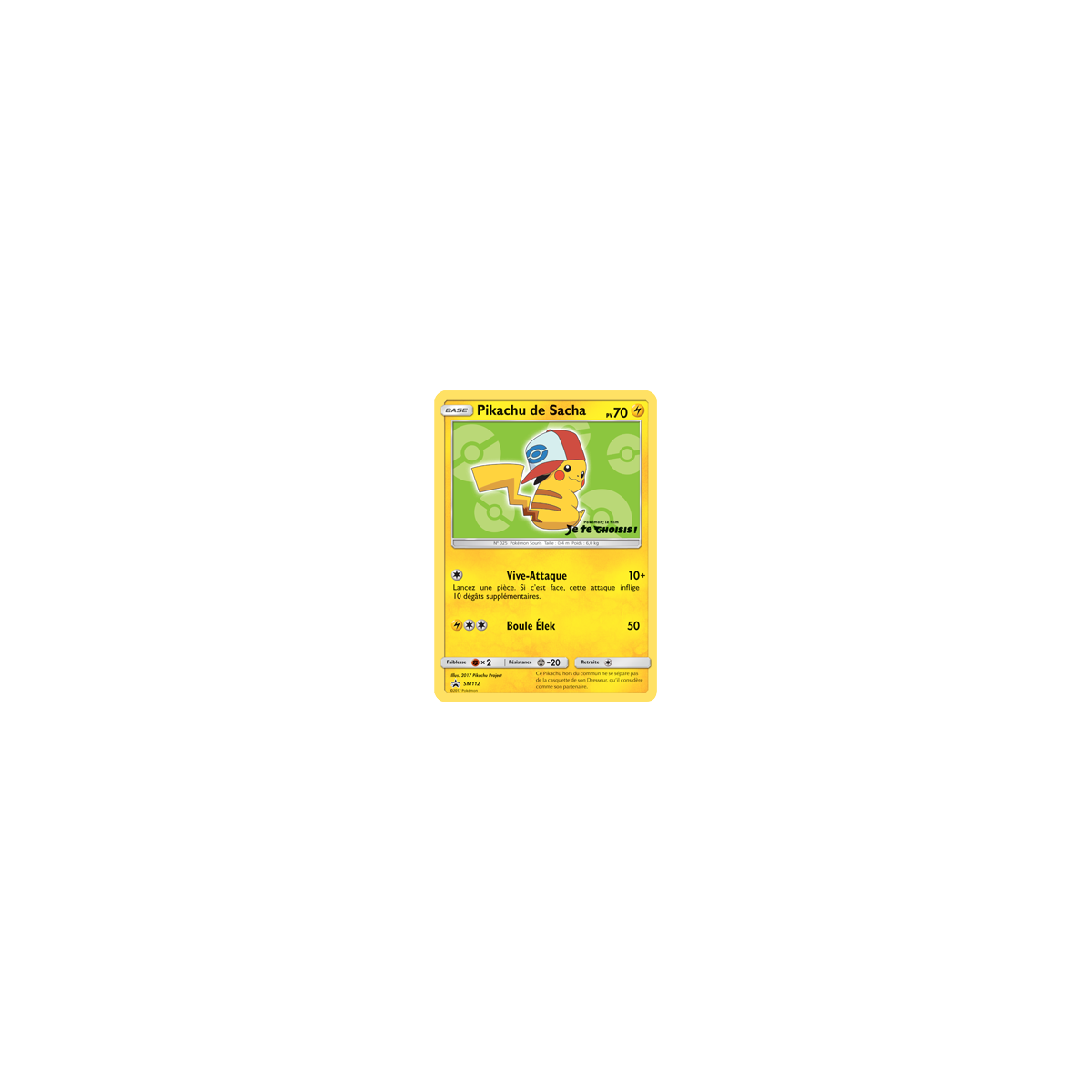 Pikachu de Sacha SM112 : - de Pokémon Promo SM (Soleil et Lune)