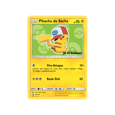 Pikachu de Sacha SM112 : - de Pokémon Promo SM (Soleil et Lune)