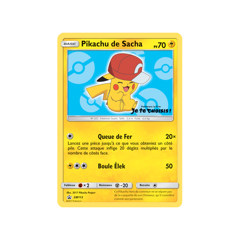 Carte Pikachu de Sacha - de Pokémon SM113