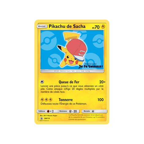 Pikachu de Sacha, carte - de Promo SM (Soleil et Lune)