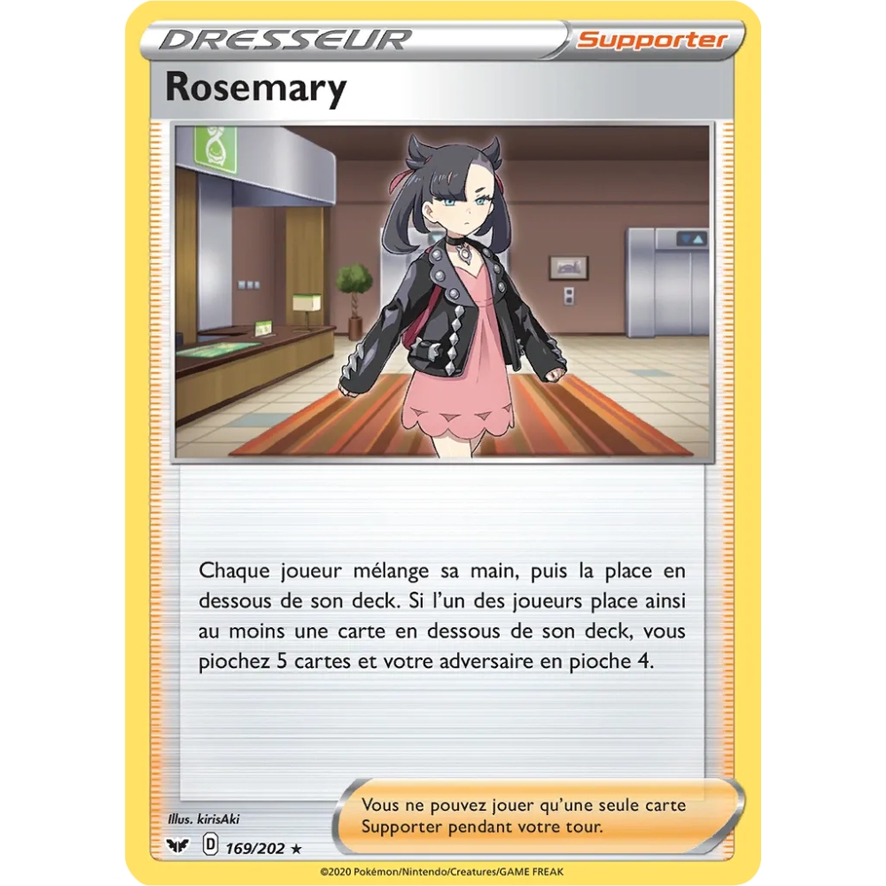 Carte Rosemary - Holographique rare de Pokémon Épée et Bouclier 169/202