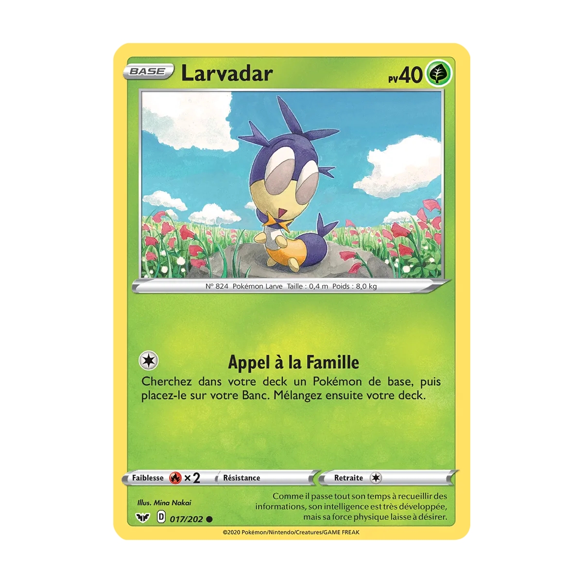 Carte Larvadar - Commune (Brillante) de Pokémon Épée et Bouclier 017/202