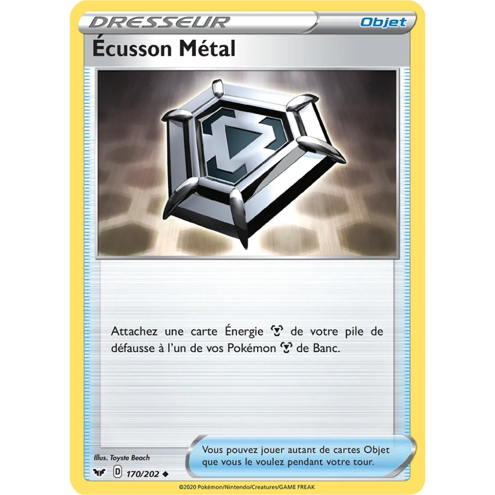 Carte Écusson Métal - Peu commune (Brillante) de Pokémon Épée et Bouclier 170/202