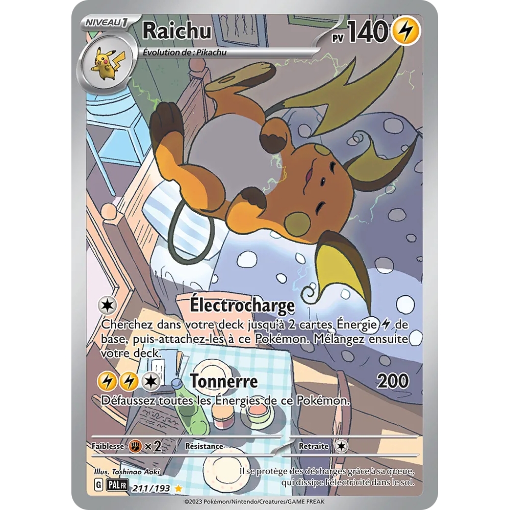 Carte Raichu - Illustration rare de Pokémon Écarlate et Violet Évolutions à Paldea 211/193