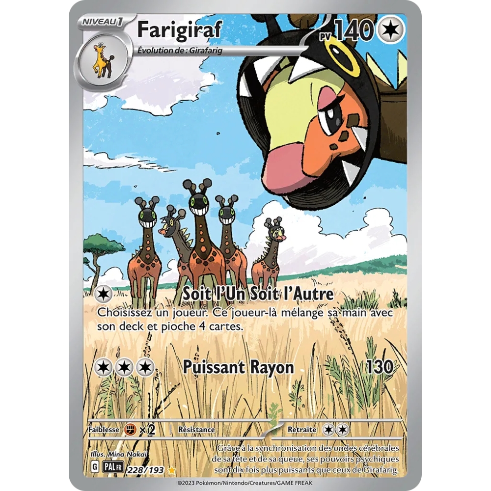 Carte Farigiraf - Illustration rare de Pokémon Écarlate et Violet Évolutions à Paldea 228/193