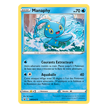 Manaphy SWSH275 : - de Pokémon Promo SWSH (Épée et Bouclier)