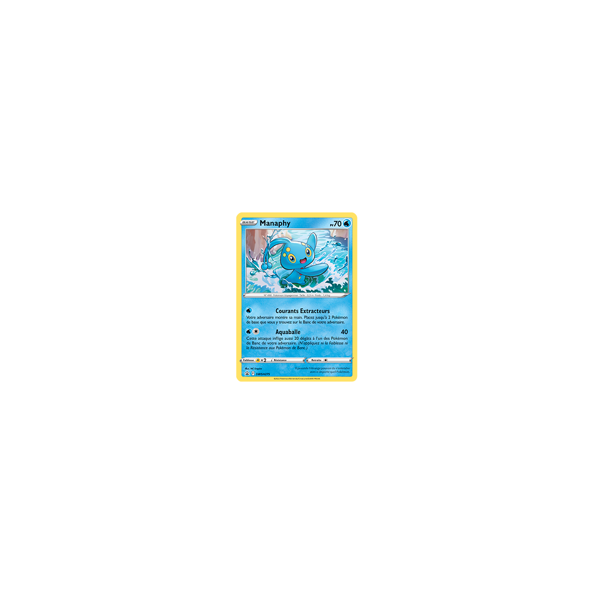 Manaphy SWSH275 : - de Pokémon Promo SWSH (Épée et Bouclier)