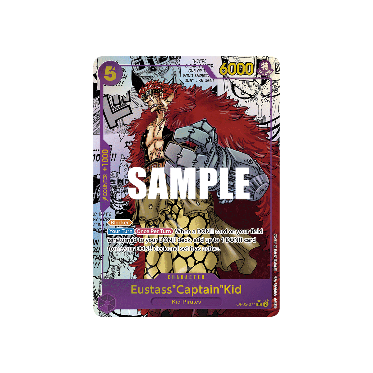 Carte Eustass"Captain"Kid (V2) - CHARACTER de One Piece OP05-074-p2