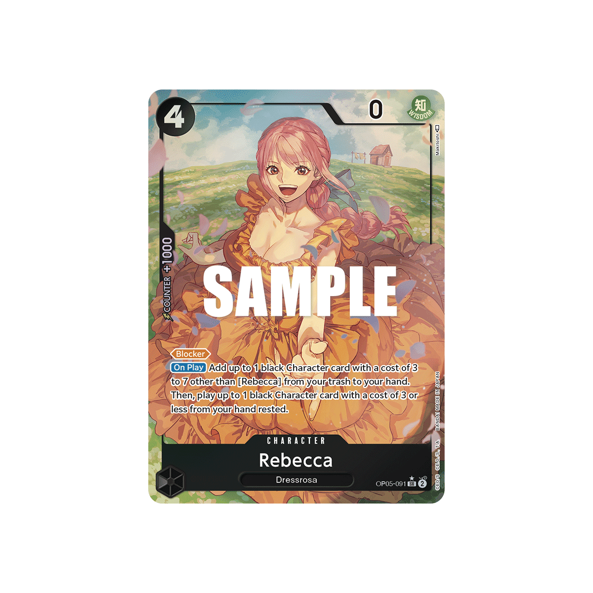 Carte Rebecca (V1) - CHARACTER de One Piece OP05-091-p1