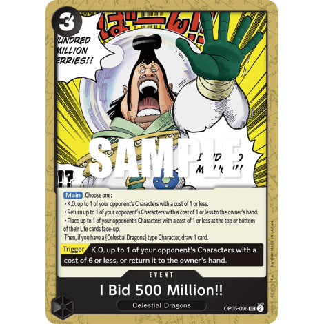 Carte I Bid 500 Million!! - EVENT de One Piece OP05-096