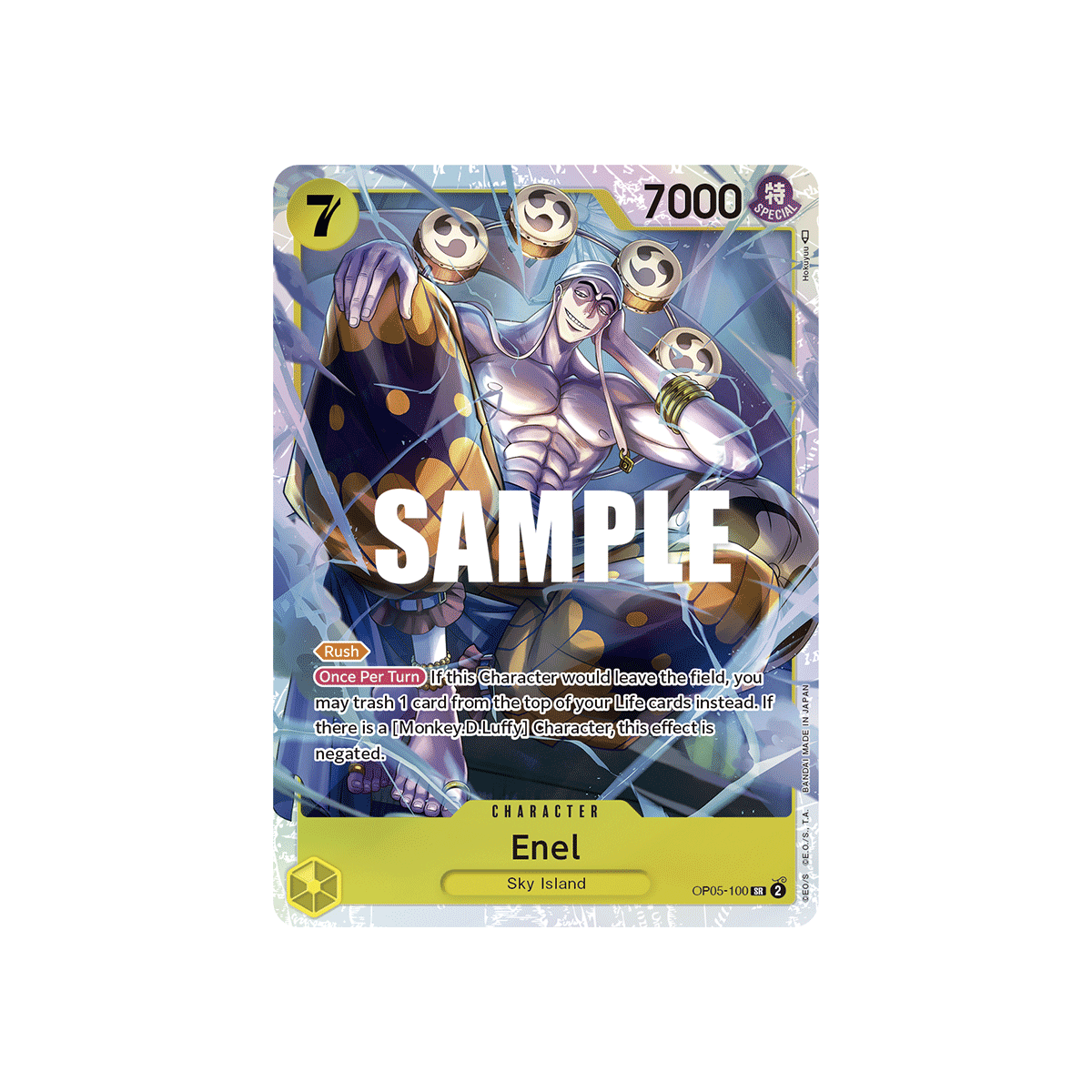 Enel, carte CHARACTER de l'extension AWAKENING OF THE NEW ERA [OP05]