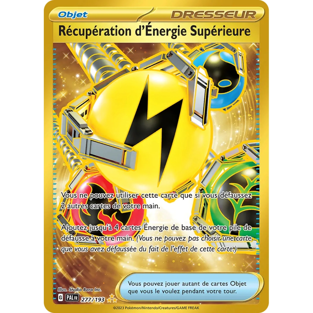 Découvrez Récupération d'Énergie Supérieure, carte Hyper rare de la série Écarlate et Violet Évolutions à Paldea