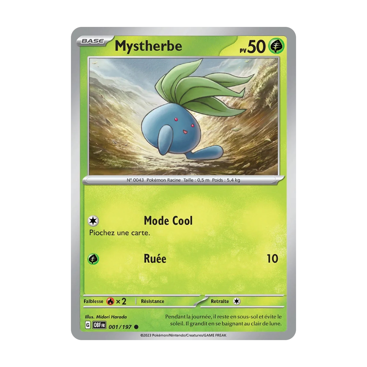 Mystherbe 001/197 Brillante Pokémon Flammes Obsidiennes