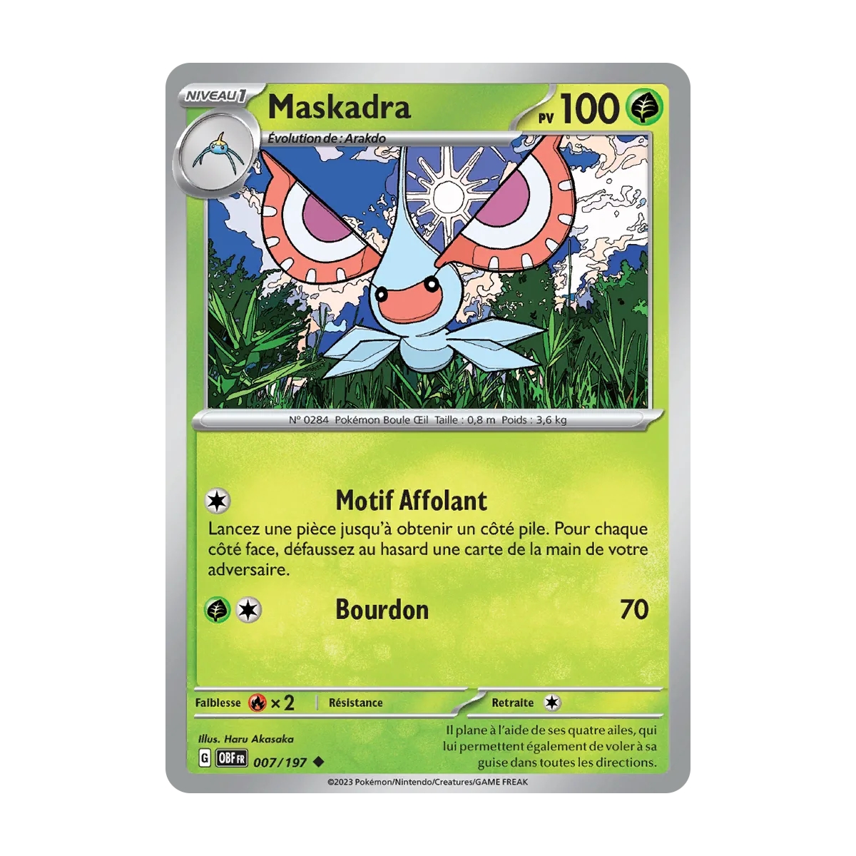 Carte Maskadra - Peu commune (Brillante) de Pokémon Écarlate et Violet Flammes Obsidiennes 007/197