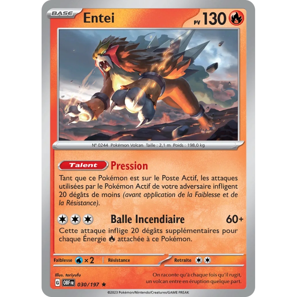 Entei 030/197 Brillante Écarlate et Violet Flammes Obsidiennes