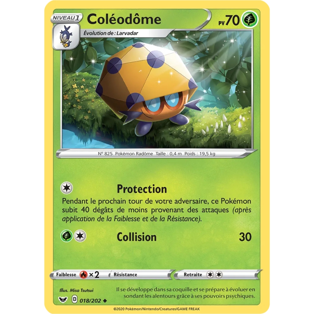 Carte Coléodôme - Peu commune (Brillante) de Pokémon Épée et Bouclier 018/202