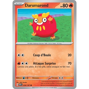 Darumarond 034/197 Brillante Écarlate et Violet Flammes Obsidiennes