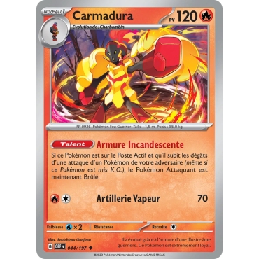 Carmadura 044/197 Brillante Écarlate et Violet Flammes Obsidiennes
