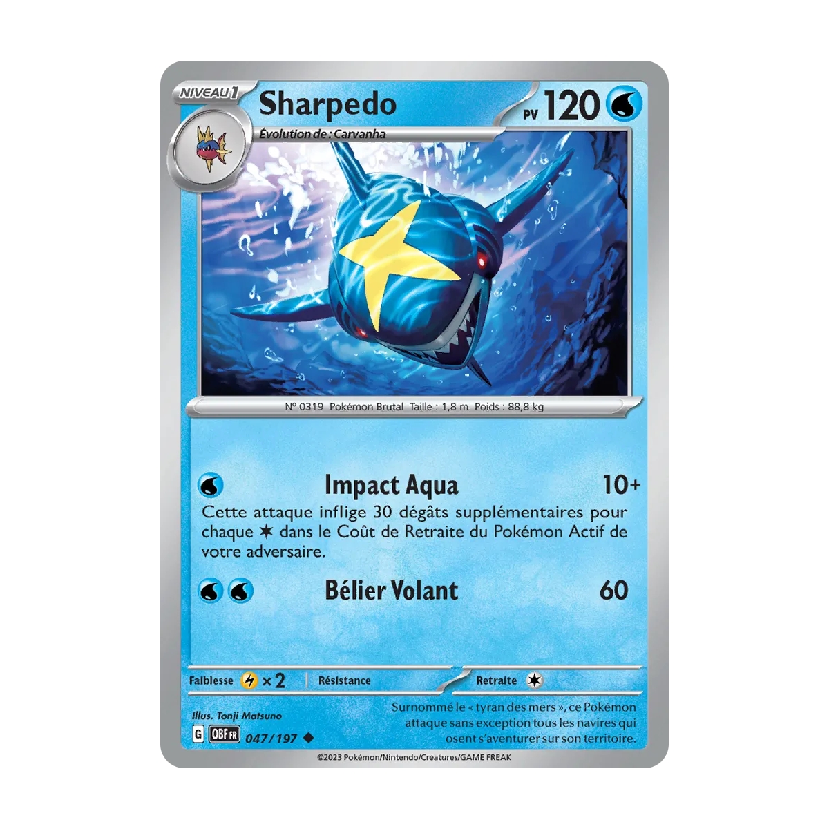 Sharpedo 047/197 Brillante Écarlate et Violet Flammes Obsidiennes