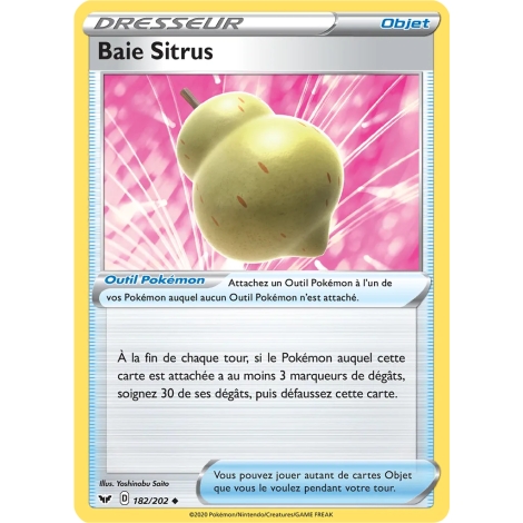 Baie Sitrus 182/202 : Joyau Peu commune (Brillante) de l'extension Pokémon Épée et Bouclier