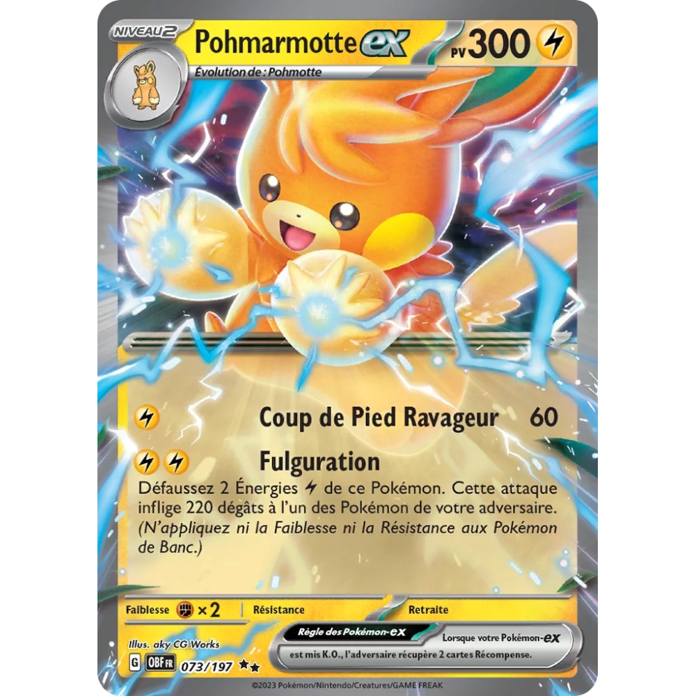 Pohmarmotte 073/197 : Joyau Double rare de l'extension Pokémon Écarlate et Violet Flammes Obsidiennes