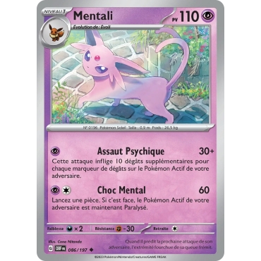 Mentali 086/197 : Joyau Peu commune (Brillante) de l'extension Pokémon Écarlate et Violet Flammes Obsidiennes