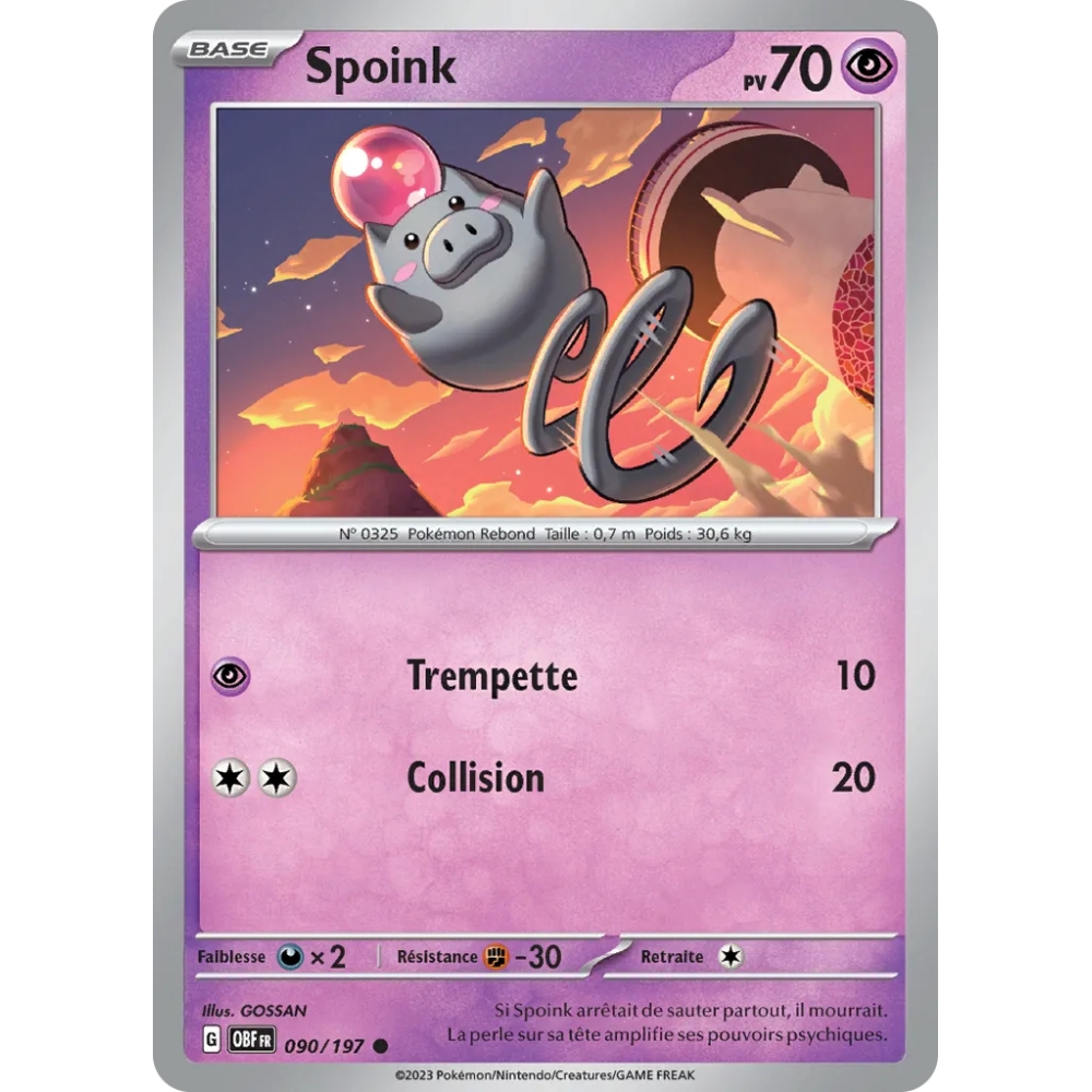 Spoink N°090/197 Brillante Écarlate et Violet Flammes Obsidiennes